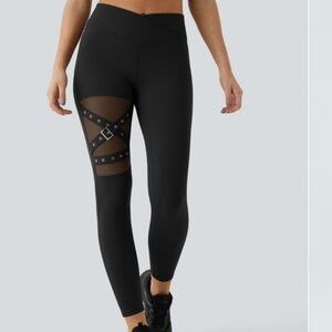HALARA Black Mesh Detail Women's Leggings
